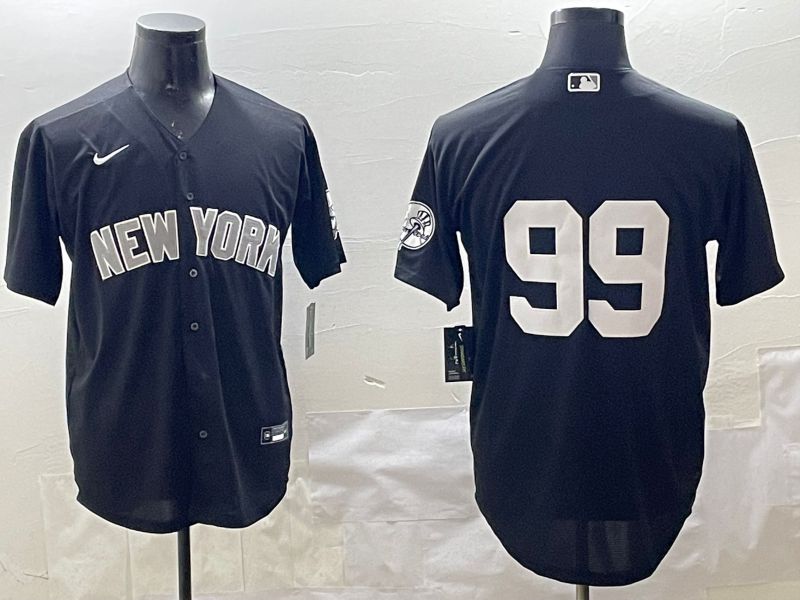 Men New York Yankees #99 No Name Black Game 2025 Nike MLB Jersey style 1